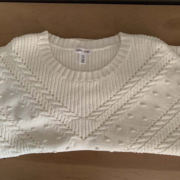 Women's Tribal Jeans Lambs Wool Cream Knit Sweater Petite Medium - Picture 8 of 8